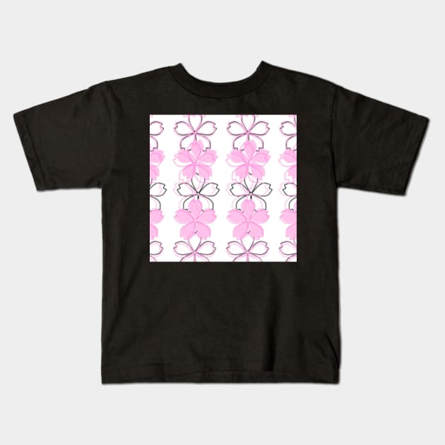 Cherry Blossom Pattern Kids T-Shirt by Musiclovingmk